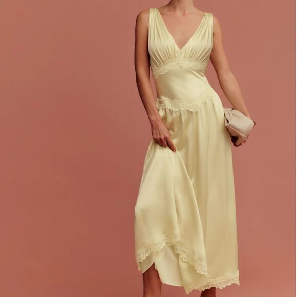 Reformation Stasia Silk Dress Blonde - Picture 16 of 16